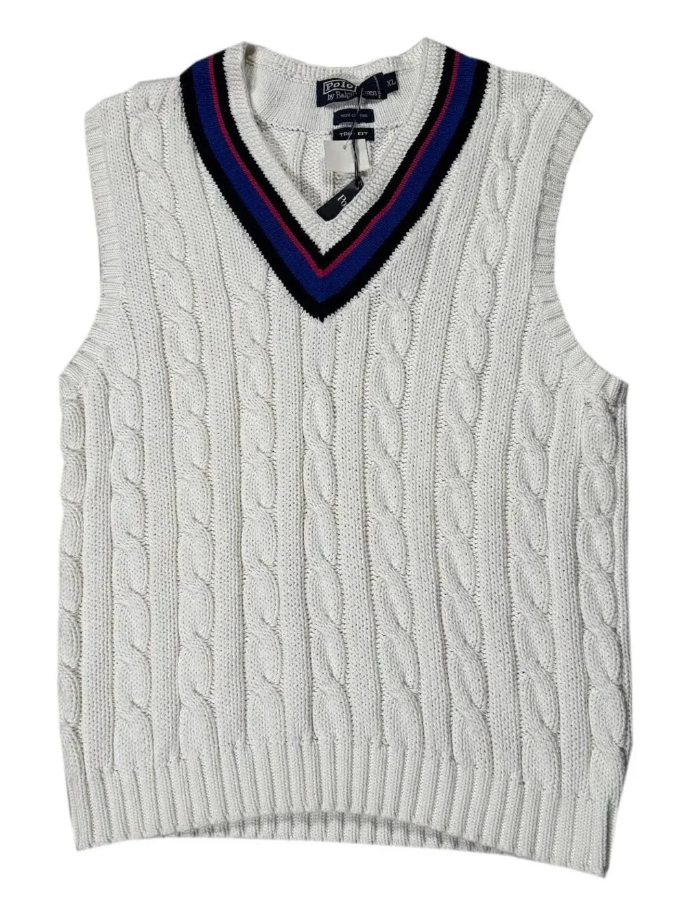 Vintage Polo Ralph Lauren Cable Knit Cricket Sweater Vest (Size XL,